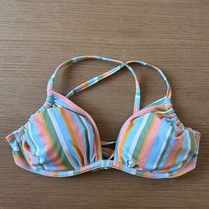 wild fable Multicolor Striped Bikini Top - Pink, Blue, Green, Yellow, Orange